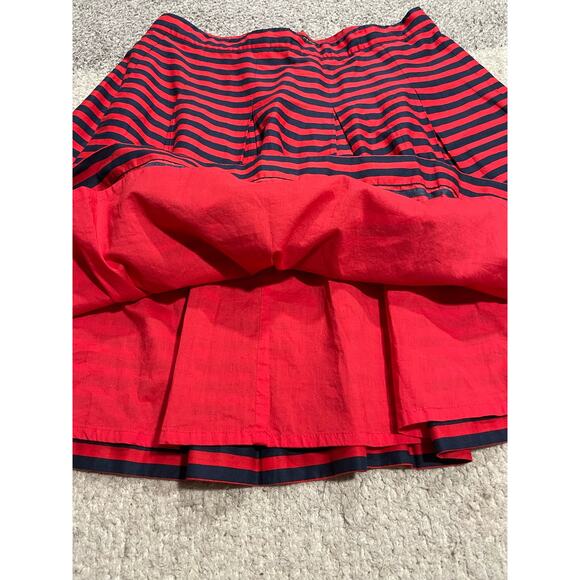 NWT J Crew Factory Pleated Knee Length Skirt Womens 6 Red Striped 09357 MSRP $70 - Picture 9 of 9